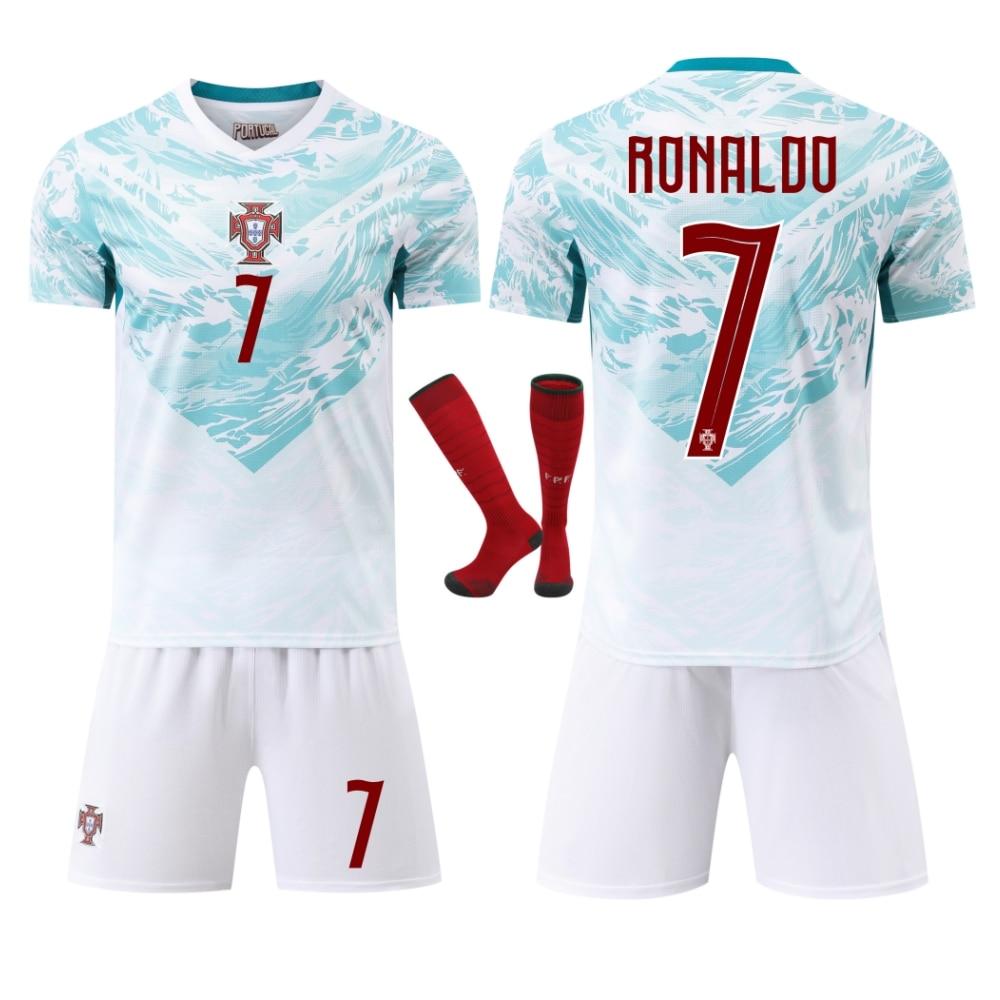 YSHT Portogallo Ronaldo Set Maglia da Calcio per Bambini Bianco Uniforme Sportiva per Giovani