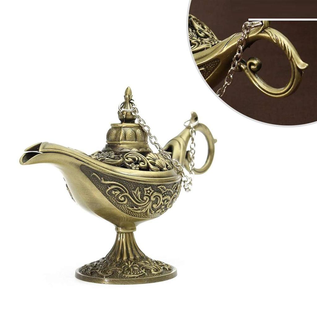 Zinklegierung Klassisch Vintage Sammlerstück Selten Legende Magischer Dschinn Aladin Chirag Lampe für Zuhause Büro Tisch Einzugsdekoration Einzigartiges Geschenk