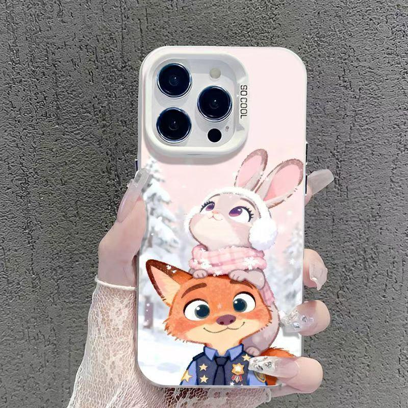 Zootopia iPhone 17 Pro Max Silver Case - Judy & Nick Cartoon Protective Cover 16/15