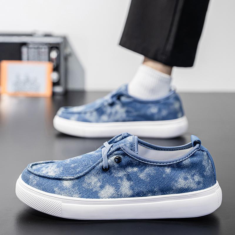 

Модная мужская повседневная обувь для скейтборда с низкой посадкой и шнуровкой, парусиновая обувь, женские модные классические джинсовые ботинки ковбойского стиля на толстой подошве 2025 45 синий