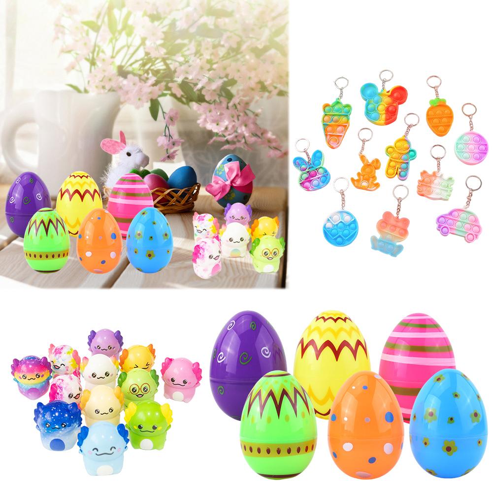12/24pc Colorful Easter Eggs Filled Surprise Egg with Stress Relief Toys Easter Basket Stuffers for Easter Hunts Party Favors