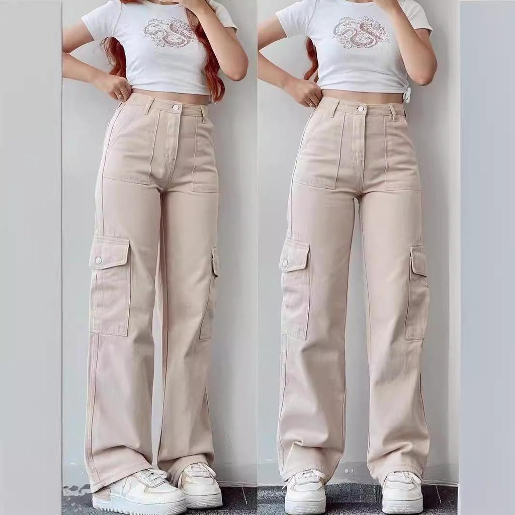 2023 Versatile Mid-Waist Casual Workwear Pants with 3D Pockets