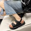 Roman sandals women's summer new Internet celebrity fashion outer wear thick bottom one word mouth buckle with flat bottom beach