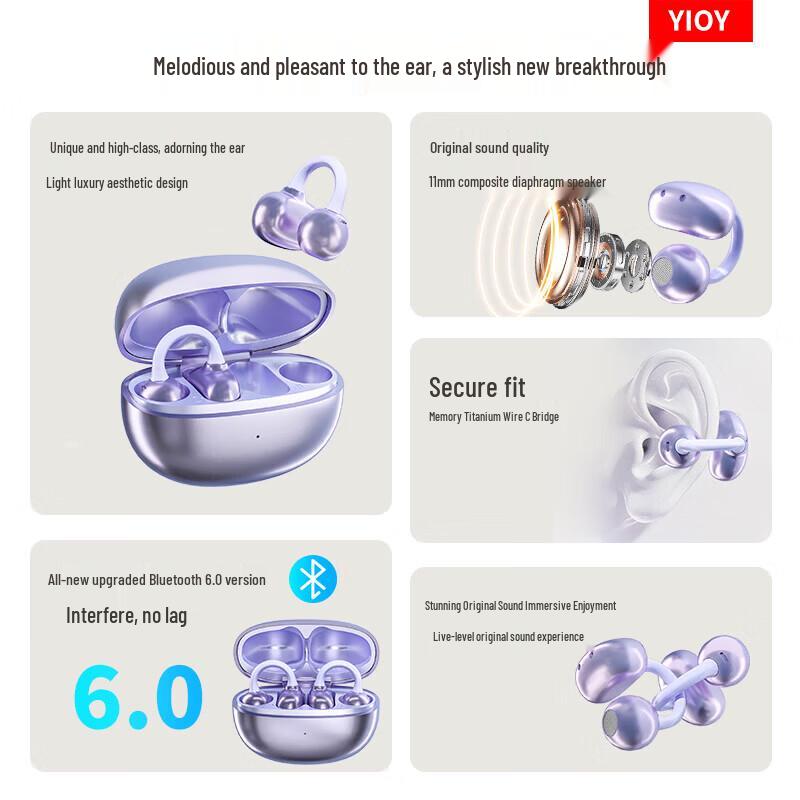 YIOY Z50S Ultra Open-Ear Bluetooth Ear-Clip Headphones