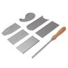6PCS Multi Shaped Card Scraper Set Manganese Steel Cabinet Scraper Cards with Burnisher for Woodworking Project