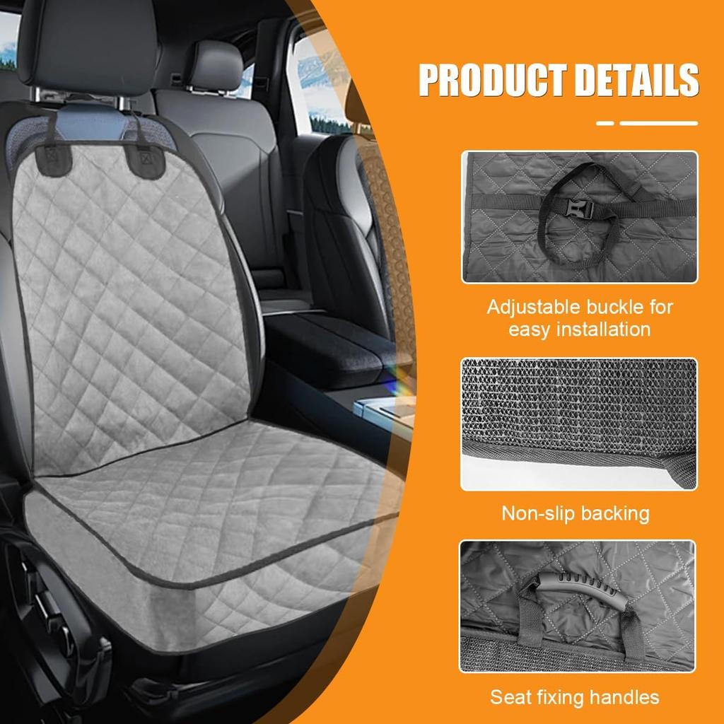 Dog Car Seat Cover, Waterproof & Scratch Proof Car Seat Protector With Side Flaps, Nonslip Front Car Seat Covers With Safety Belt, Universal Dog Mat