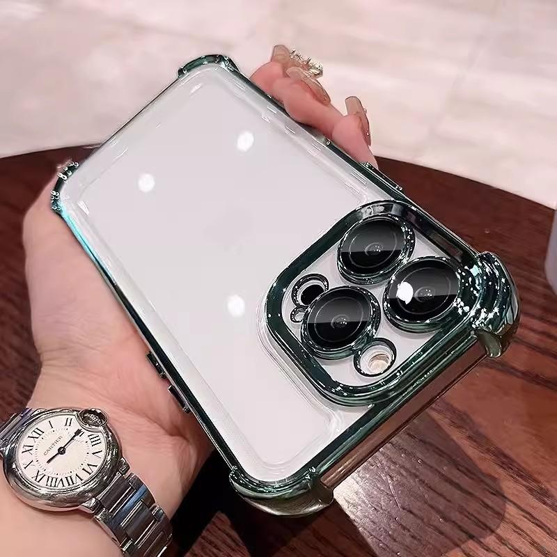 Applicable To IPhone17Pro Airbag Mobile Phone Case Transparent Four Corners Anti-fall Apple 16E Electroplating 15 Full Pack Protection Case