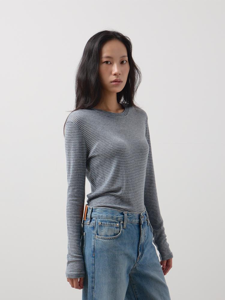 TOGE Striped Wool Tencel Top (Black)