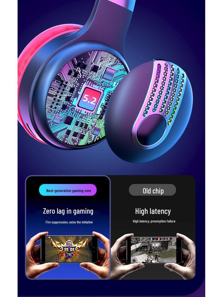 KE-12 Bluetooth Headband Headphones with LED Lighting, HIFI Super Bass, and Long Battery Life