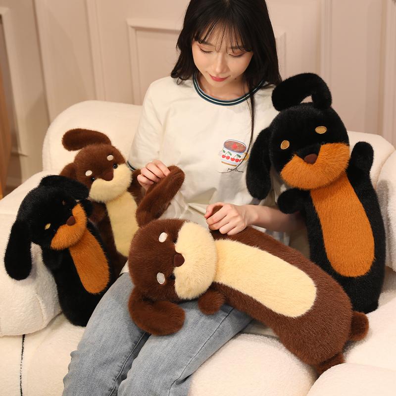 Simulation Dog Dachshund Plush Toy Fluffy Stuffed Puppy Animals Soft Doll Real-life Pets Home Decor Kids Toy Birthday Xmas Gift