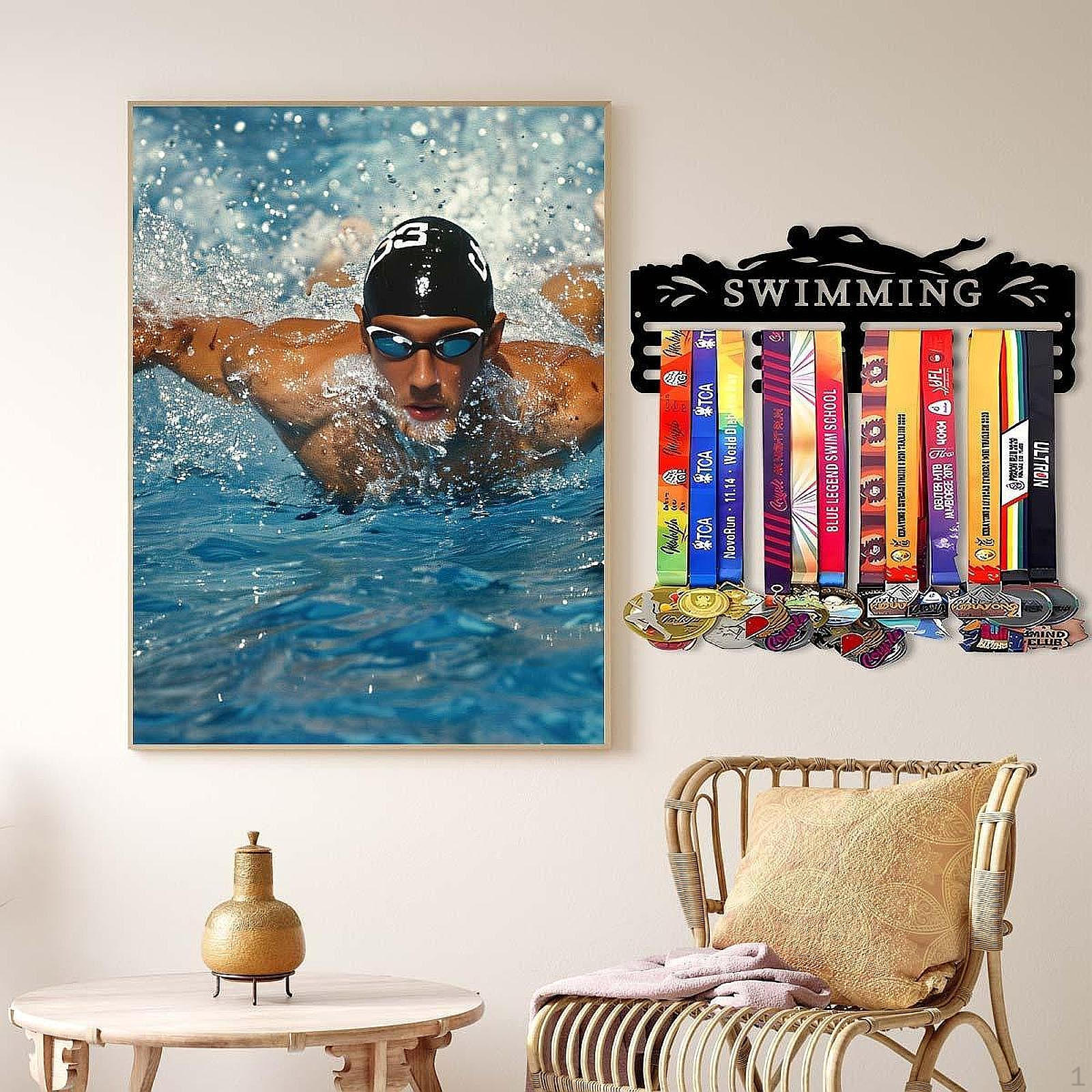 

Органайзер для вешалок, держатель, полка для наград, черный, железный, подвесной, прочная стойка для хранения, медали, настенный swimming