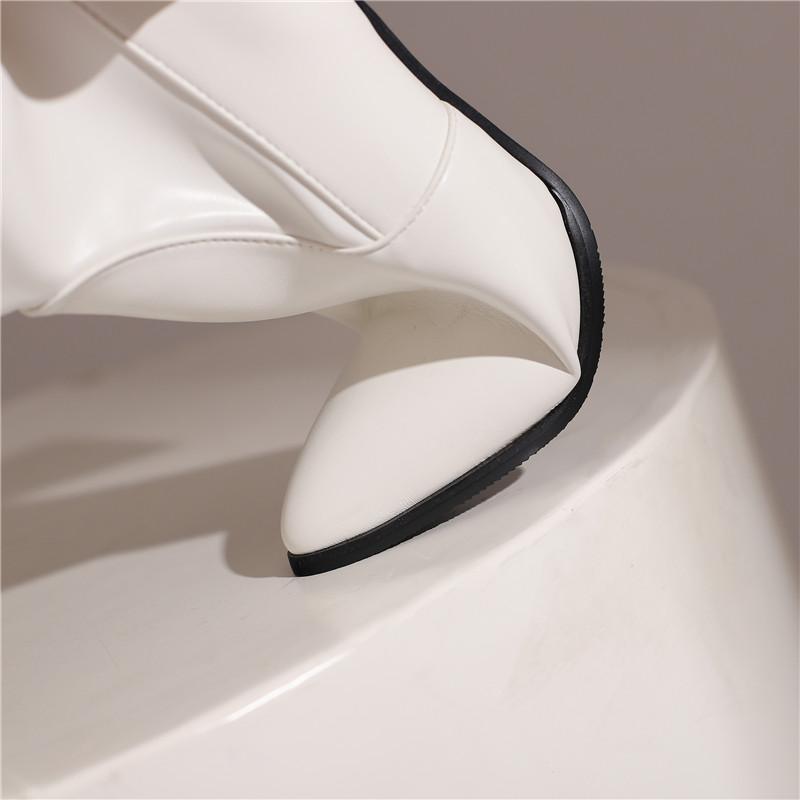 Women's High-heeled Boots Sexy European and American Style Pointed Thick Heel Solid Color Large Size Knee Elastic Boots