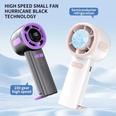 100-Gears Wind Speed Turbo Fan Handheld Mini Portable Ice Cold Fan High Speed Cooling Strong Wind Digital Display Fans