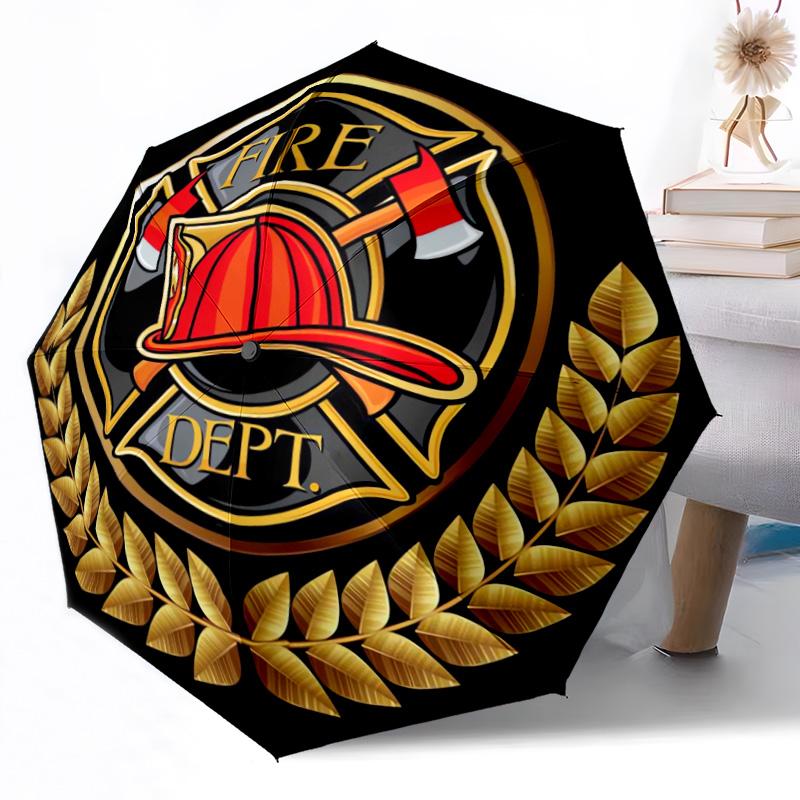 Courage et Honneur des Pompiers Parapluie Automatique d'Extérieur Design Rétractable avec 8 Baleines Durabilité Léger Cadeau Parfait pour les Amis la Famille