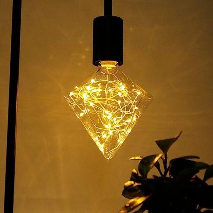 Lampadina LED E27 - NETTLIFE - 2200K 2W - Vetro & metallo - Attacco E27 - Forma a diamante decorativa