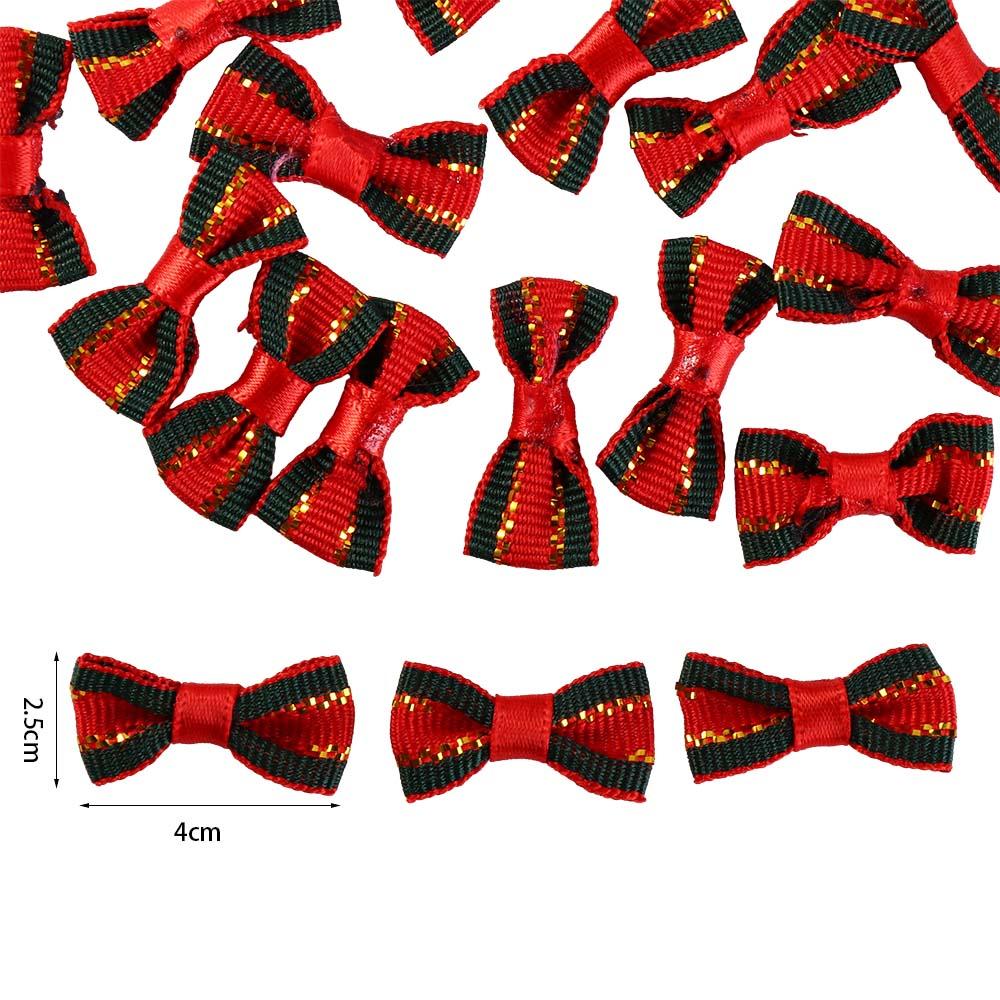 20/25Pcs Xmas Bowknot Christmas Bow Knot DIY Fabric Christmas Tree Ornaments Green Crafts Xmas Hanging Decorations Gift Decor