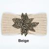 Crystal Beaded Flower Knit Headband For Women Winter Wool Ear Warmer Hairband Turban Headwrap Hair Accessories Bandeau