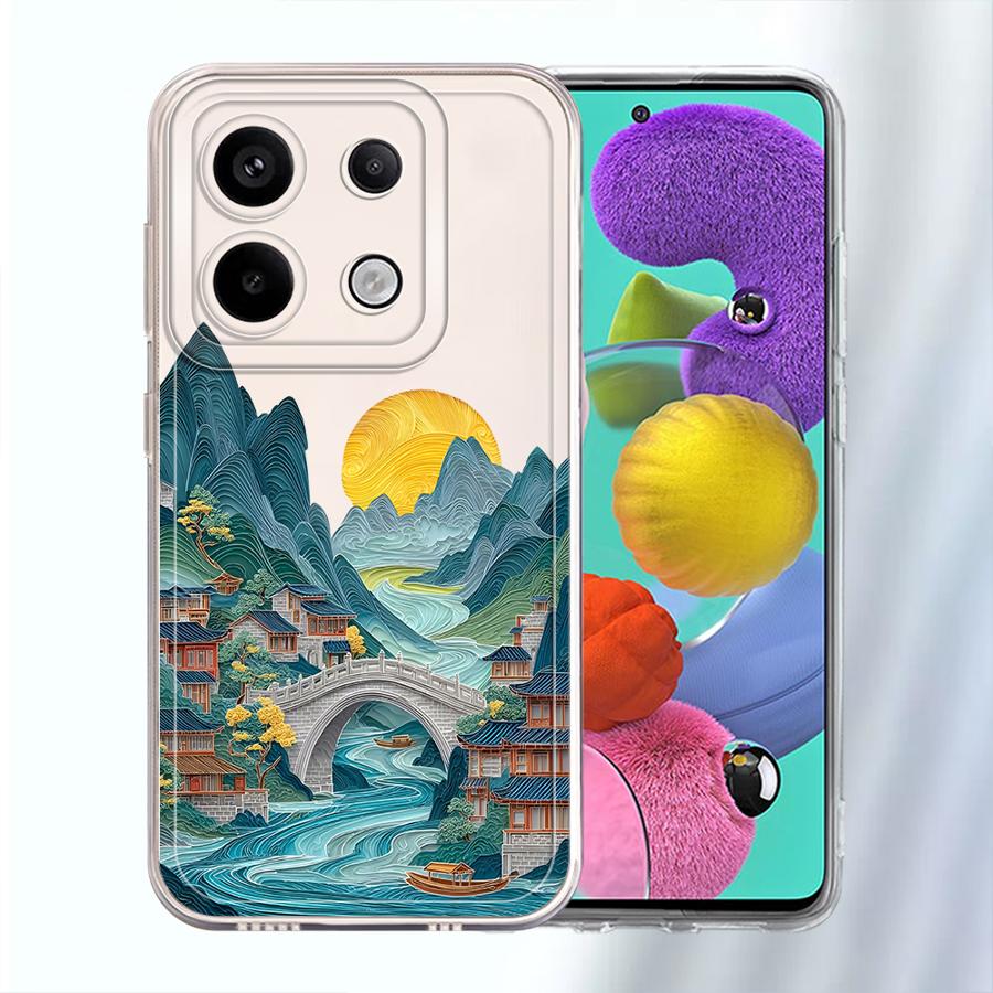 

Мягкий чехол-бампер с рисунком гор для Xiaomi Redmi Note 14 Pro Plus Note 13 13C 10S 14C A4 9 10 12 11S 11 12S Redmi Note 11