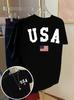 USA Flag Patriotic Print Tshirt Double Sided American Flag USA Letter Graphic Short Sleeve Tops Unisex 4th Of July Casual Tee