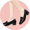 Mode Damen Bequeme Grobe Absatzschuhe Mode Weiches Leder Ballerinas Schwarz Spitz Arbeitsschuhe Lässige Elegante Damen Einzelne Schuhe