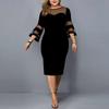 New Mesh Patchwork Plus Size Solid Color Women's Bodycon Dress