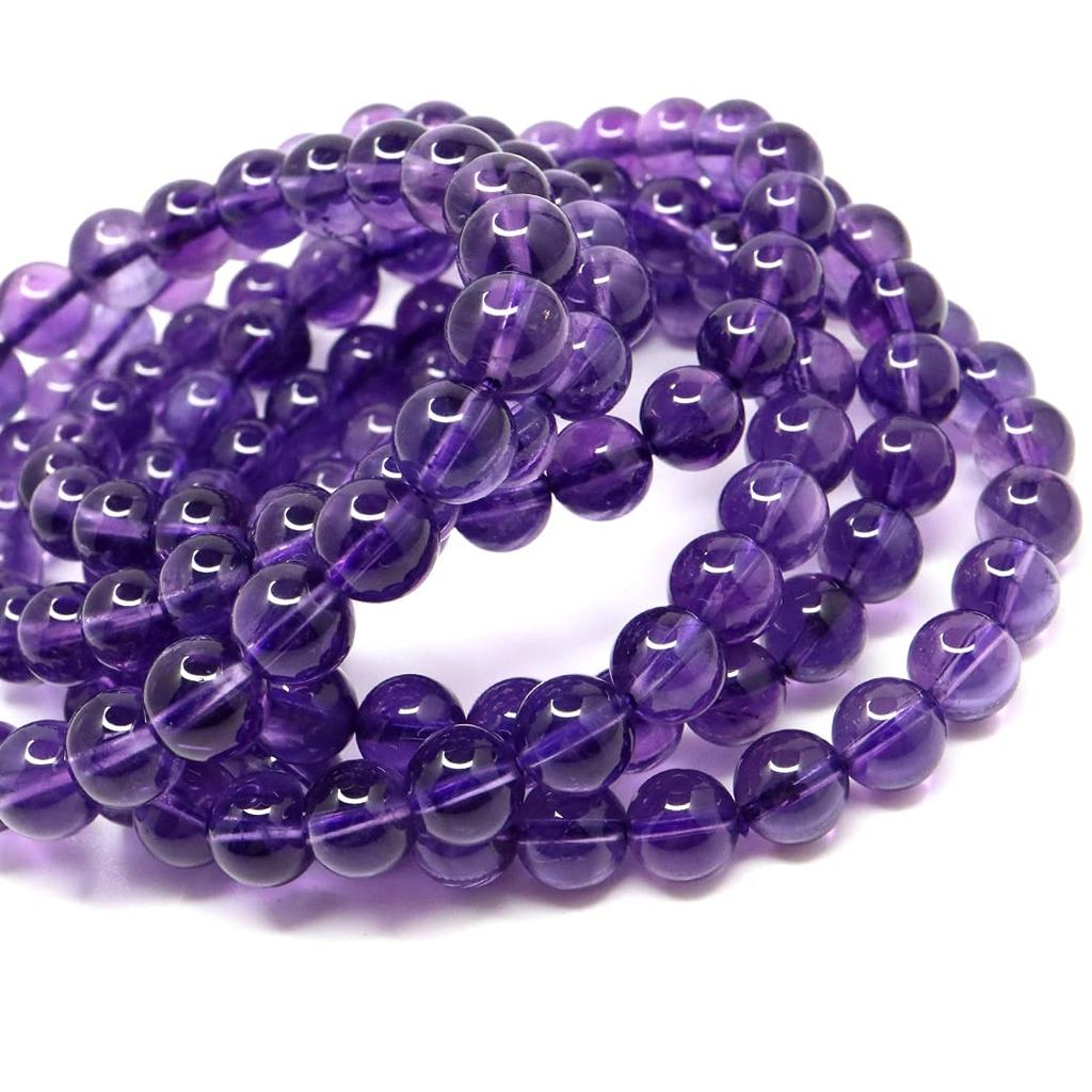 [GOLD STONE] Natural Stone Bracelet with Power Stone Amethyst, February Birthstone, 7mm, Deep Purple Amethyst from Uruguay