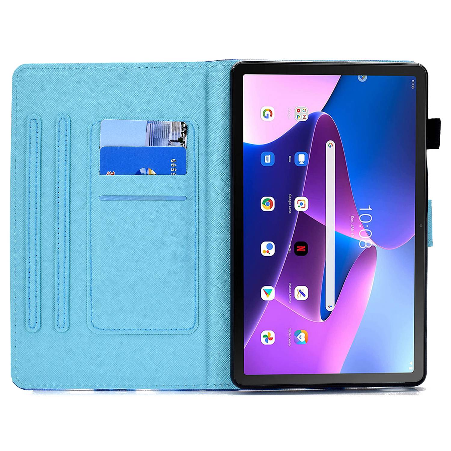 

PU Leather Stand Tablet Case for Lenovo Tab M10 Plus (3rd Gen)/Xiaoxin Pad 2022 10.6 inch,Stitching Pattern Printing Card Holder Cover Flower/Tower