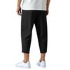 Men's Linen Drawstring Cropped Pants, Casual Athletic Trousers