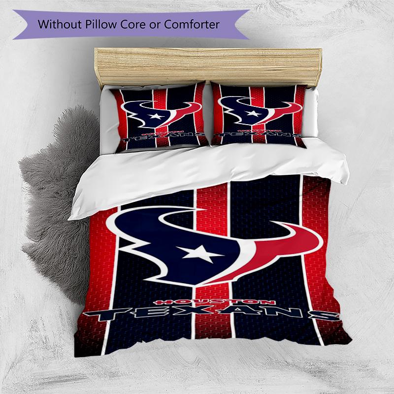 Houston Texans Pride Design Bed Bedding Set 1 Duvet Cover + 2 Pillowcases Soft Breathable Household Bed Linens