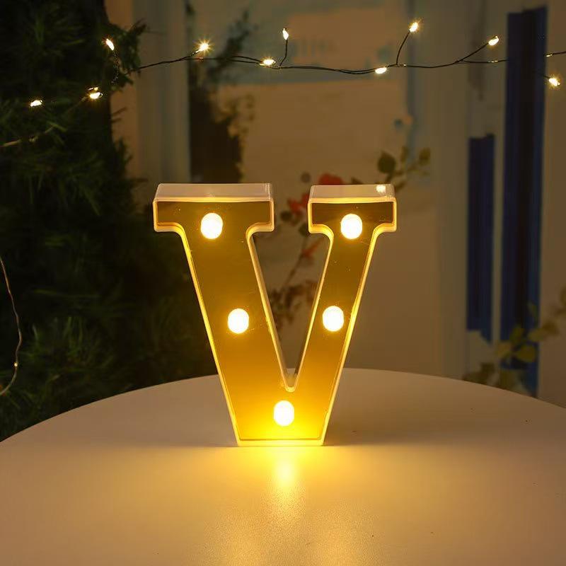 Gold LED Mirror Letter Lights - Romantic Birthday and Festive Décor