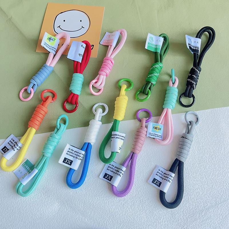 Colorat împletit frânghie curea breloc pentru telefon caz femei Anti-pierdere mașina brelocuri geantă agățat accesorii breloc