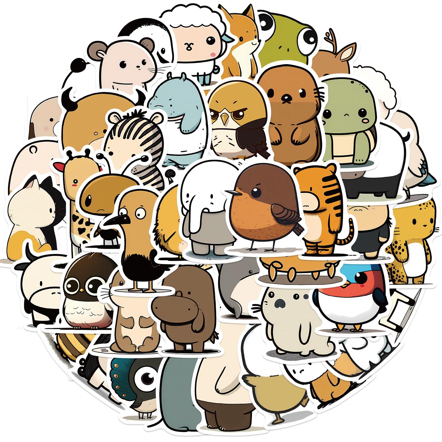 

50 Милых Простых Граффити Наклеек с Животными Гитара Ноутбук Чемодан DIY Водонепроницаемые Наклейки