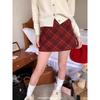 550 Plaid Wool A-line High-Waisted Skirt - Short, Thick, and Ideal for Autumn/Winter