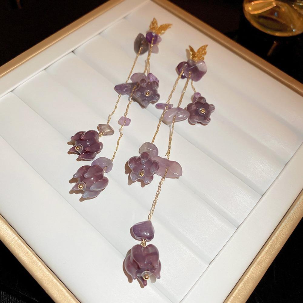 Ambience Silver Needle Flower Fringed Earrings Small Fresh Temperament Earrings Advanced Earrings Women