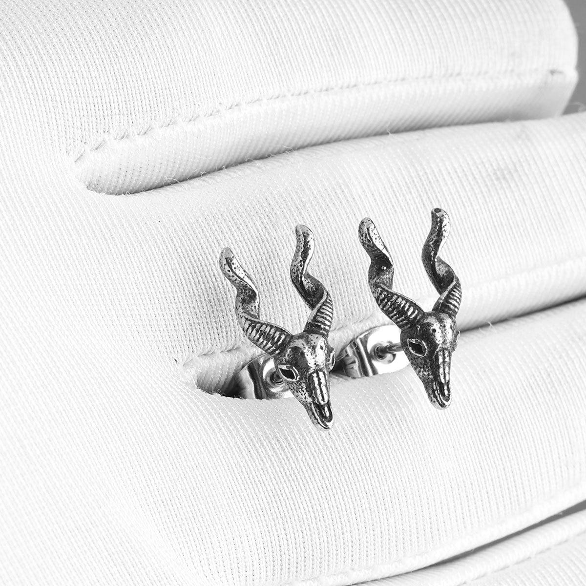 Punk Imitation Larger Kudu Skull Earrings Male Female Stainless Steel Hip Hop Jewelry Vintage Rock Personality Earrings