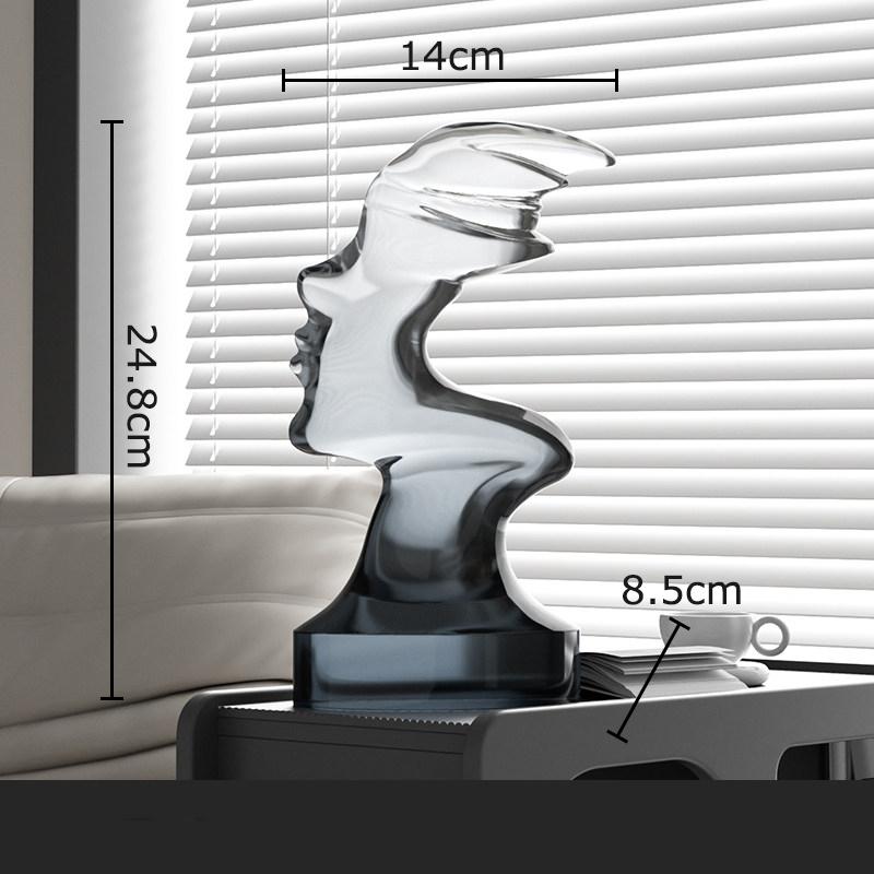 Abstract Transparent Characters Head Sculpture Desk Decoration Ornaments Figures Handicraft Modern Home Decor Accessories