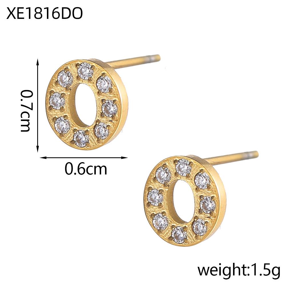 CARLIDANA A-Z Alphabet Initial 26 Letter Stainless Steel Gold Plated Cubic Zircon Paved Fashion Jewelry CZ Stone Stud Earring