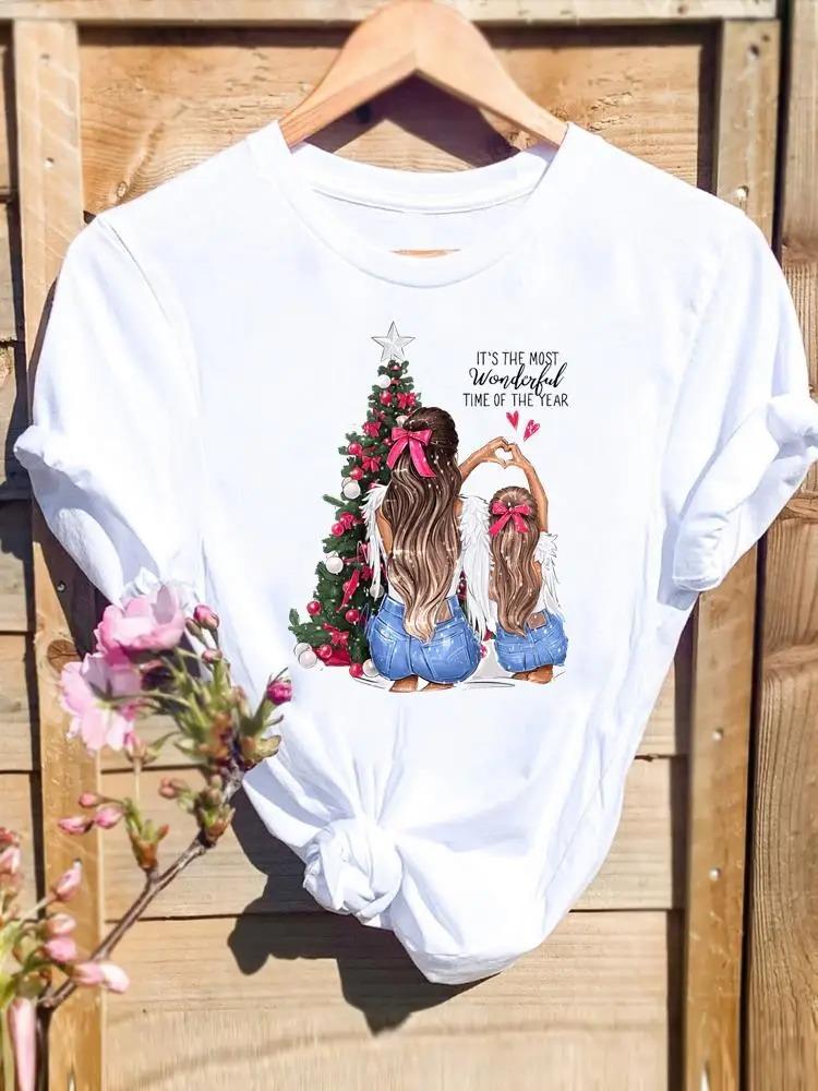 Christmas Cactus with Santa Hats and String Lights White TShirt with Colorful Flower Pot Details Unique Casual Top for Women