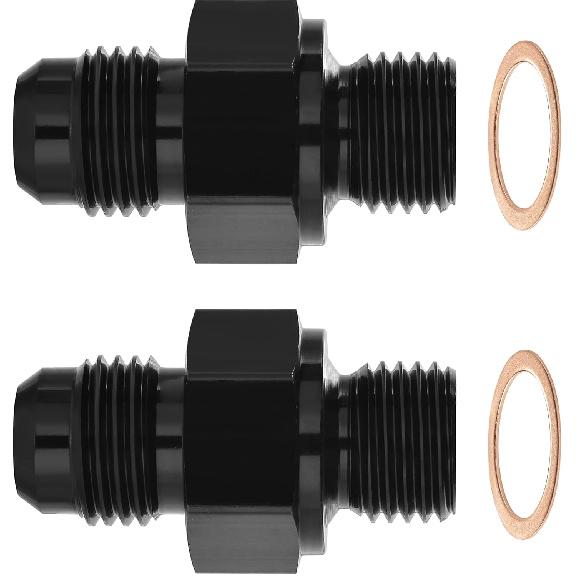 EVIL ENERGY 6AN Male to 1/4" NPSM Transmission Cooler Fitting Adapter Aluminum Black 2PCS, Fits TH350 TH400 4L60E 700R4 200-4R TR6060 AOD 4R100 4R70W