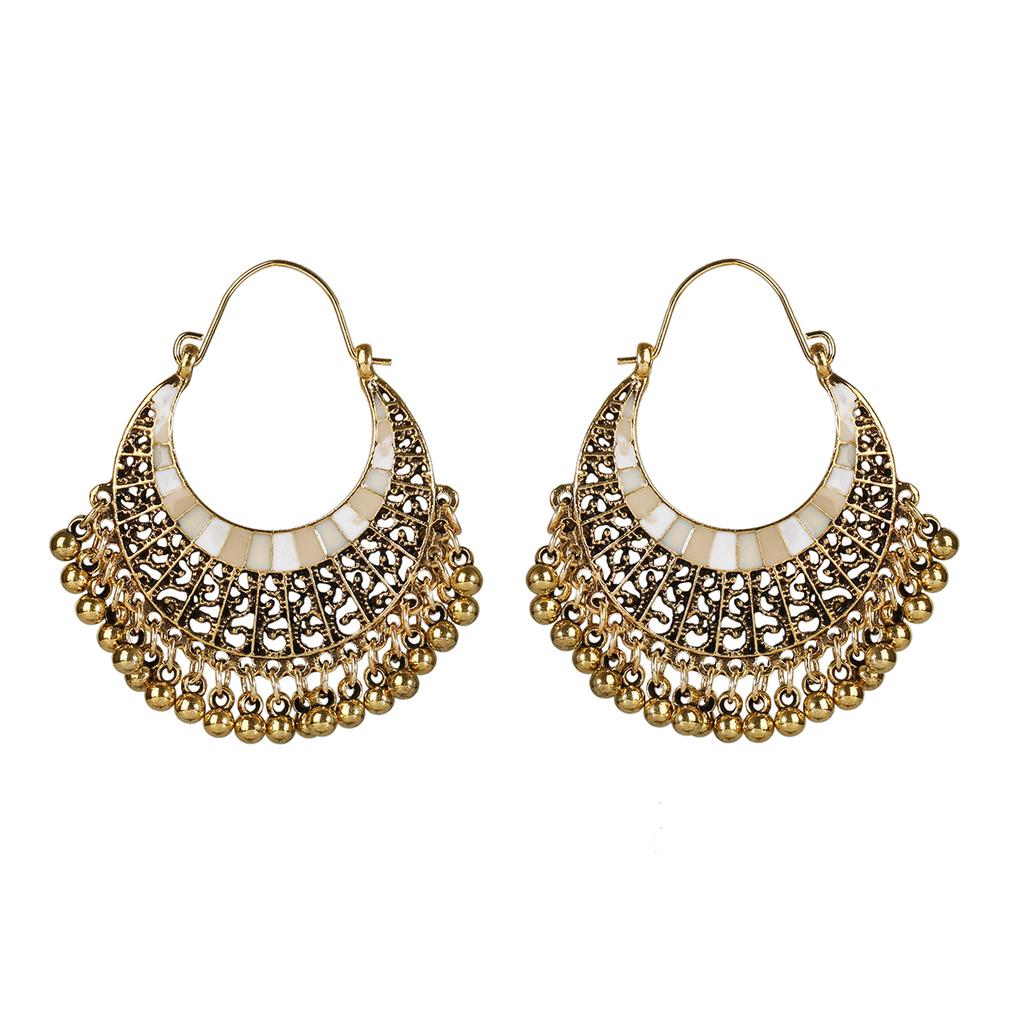 Indian Jhumka Zircon Vintage Bell Tassel Earring Boho Antique Ethnic copper Plated Drop Hanging Earrings For Women Pendientes