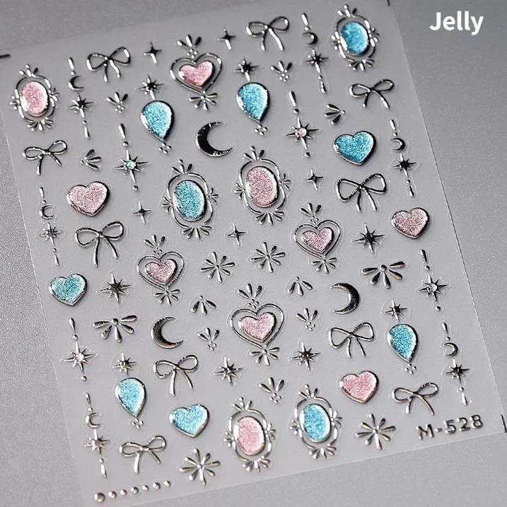 5D Bronzing Star Nail Art Stickers 1pcs Luxury Diamond Gold Sliver Laser Pentacle Self Adhesive Nail Decorations Slider Decals