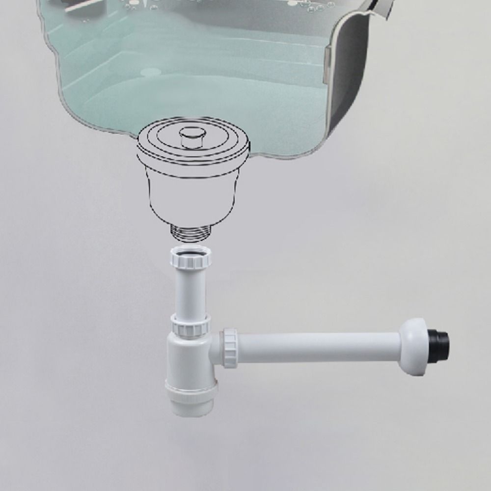 Standard Sinks Wall-Mounted Drainpipe White Flexible Sink Trap  Kitchen Installation