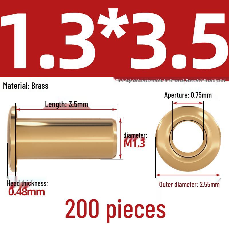 Pure Brass Hollow Rivets & Copper Eyelets Fasteners M1.3–M5