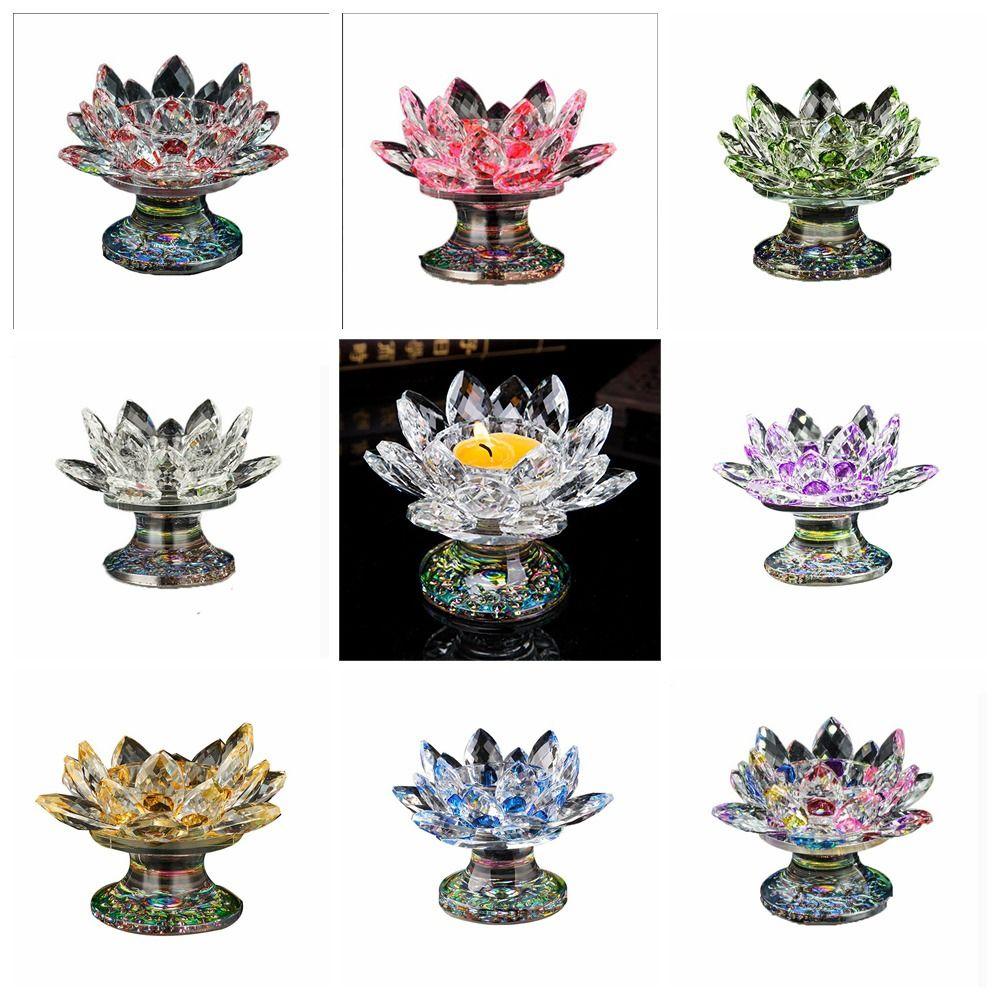 Candelabro de loto de cristal de cuarzo con forma de flor de loto, multicolor, de pureza, de 10 pies de alto, con forma de loto