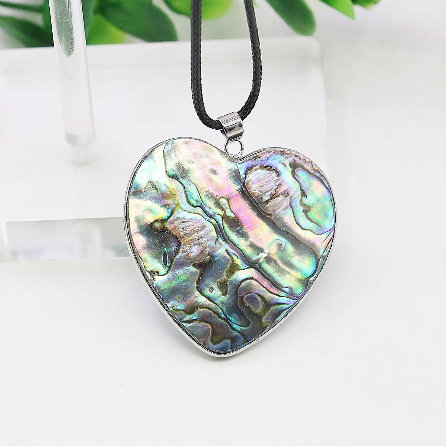 

42mm Natural Seashell Pendant,Multicolor Heart-shape Necklace Pendant,Lucky Patchwork Pattern,Lover s Jewelry Gift,Party Banquet