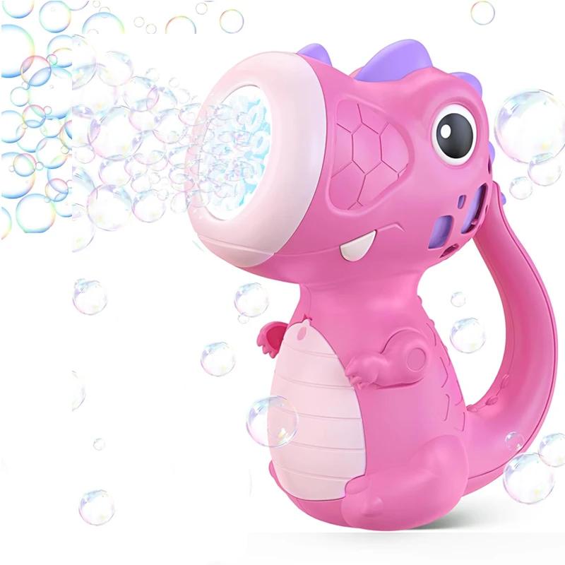 Dino Bubble Wand for Kids Birthday Gifts Musical & Light Up Fun Bubble Gun Blower Outdoor Dinosaur Toys Bubble Machine