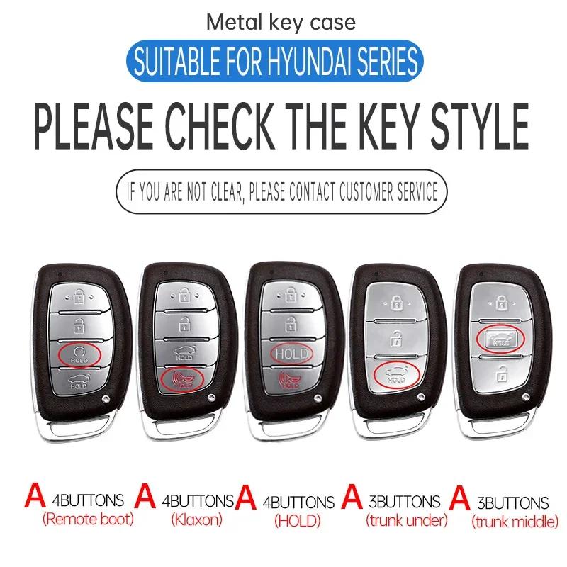 Alloy 3 4 Button Car Key Case Cover For Hyundai Avante Sonata Santa Fe    Tucson   Elantra Azera  Creta