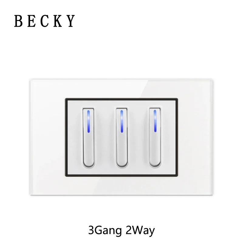 118 Type Piano Key White Tempered Glass Fashionable Switch Socket American British European Standard Universal Socket