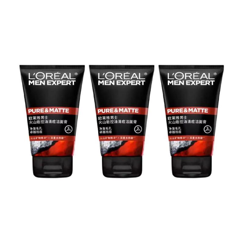 Loreal Paris Men s -controlling , anti- , Mens Oil Control Charcoal Anti-Blackhead Cleanser - Volcanic Rock Oil Control Acne Cleanser 100ml3 чёрный