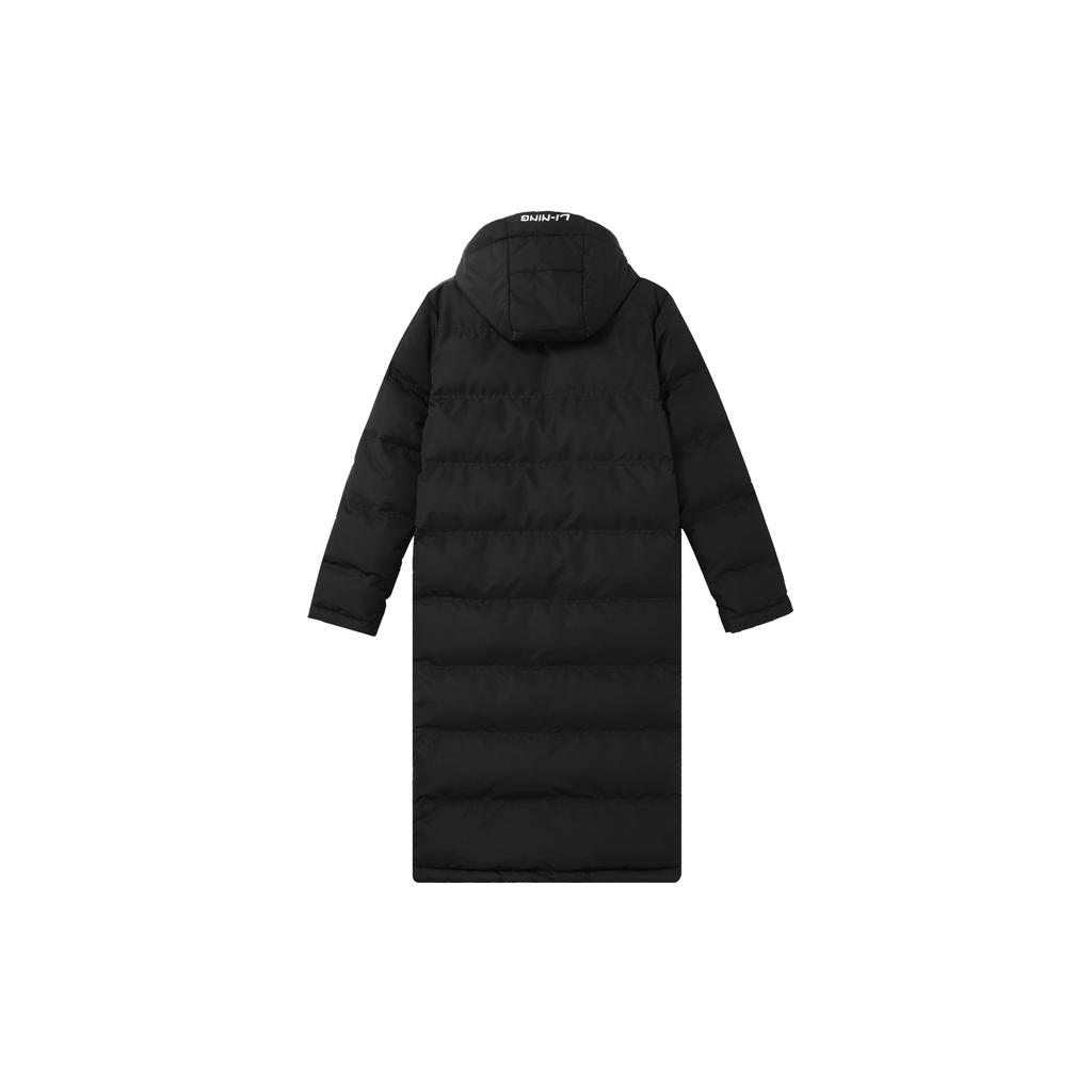 Li Ning Casual Sports Solid Color Zipper Hooded Mid-Length Long Sleeve Cotton Jacket Men Jacket Black YFMT005-1